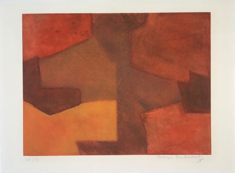 Composition orange et rouge XXIX (Stich) - Serge  POLIAKOFF