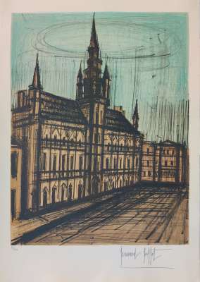 L’Hôtel de ville de Bruxelles (Lithographie) - Bernard BUFFET