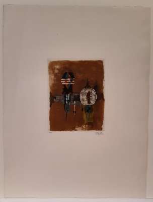 Sur fond rouge (Engraving) - Johnny FRIEDLAENDER