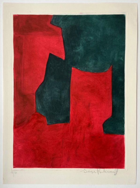 Composición roja y verde XI (Aguafuerte y aguatinta) - Serge  POLIAKOFF