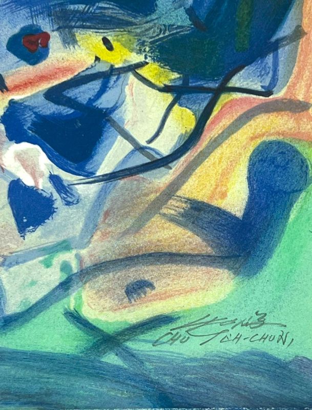 Blaue Saison (Farblithographie) - Teh-Chun CHU