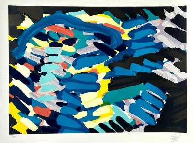 Blue Animal with Sunshine Head (Lithograph) - Karel APPEL