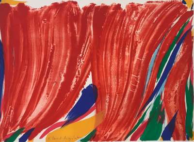 Signe Paysage Rouge (Lithographie) - Olivier DEBRE