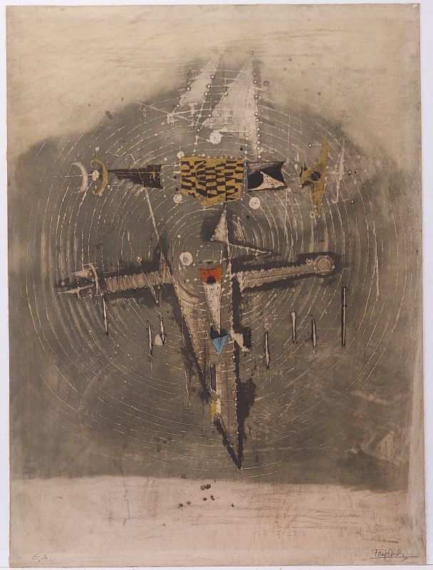 Oiseau dans le cercle (Eau-forte) - Johnny FRIEDLAENDER