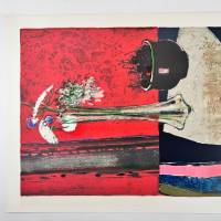 René Genis (1922-2004) // Nature morte aux fleurs et aux cerises (Litografía) — Artistes Divers