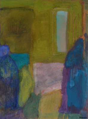 Rue avec chat (Oil on paper (contemporary) ) -  MAUPUR