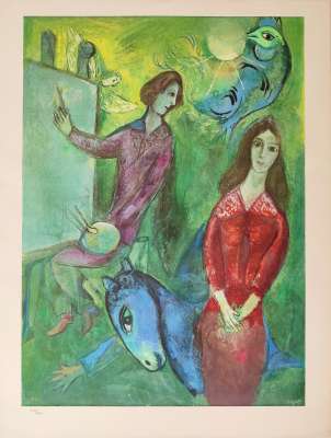 The artist and his model (Lithograph) - Marc CHAGALL