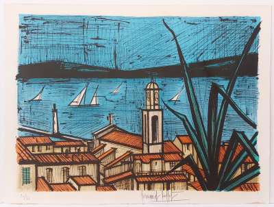 The roofs of Saint-Tropez (Lithograph) - Bernard BUFFET