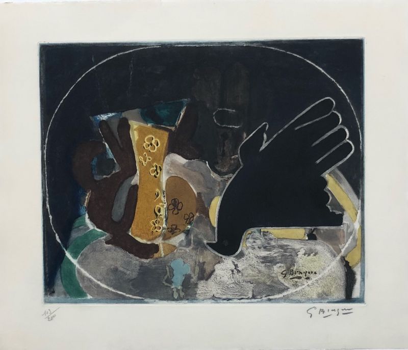 Radierung Krug und Vogel je nach BRAQUE