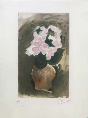 Le Bouquet rose (Aquatint) - Georges BRAQUE