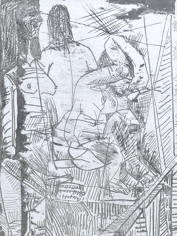 Peintre Songeant à une Grande Toile (Eau-forte et aquatinte) - Pablo  PICASSO