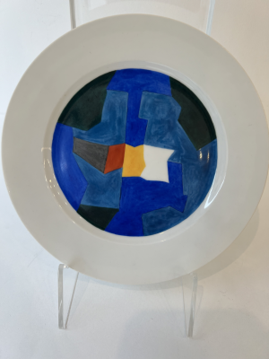Assiette à dominante bleue (Porcelaine) - Serge  POLIAKOFF