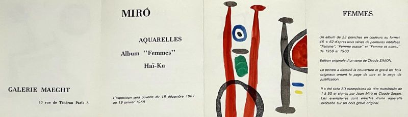 AQUARELLES Album "Femmes" Haï-ku (Litografía) - Joan  MIRO