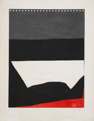 Grey, Black, White, Red (Aquatint and carborundum) - Antoni CLAVE