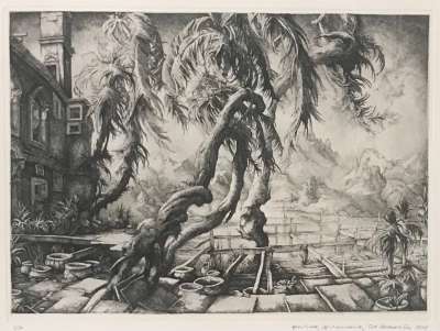Jardin en Italie (Eau-forte) - Erik DESMAZIÈRES