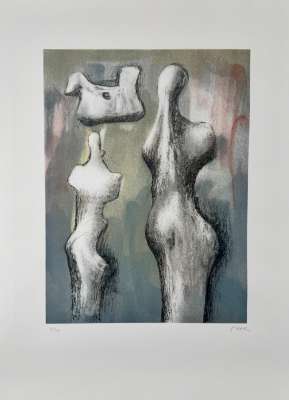 Three Sculptures Ideas (Lithographie) - Henry  MOORE