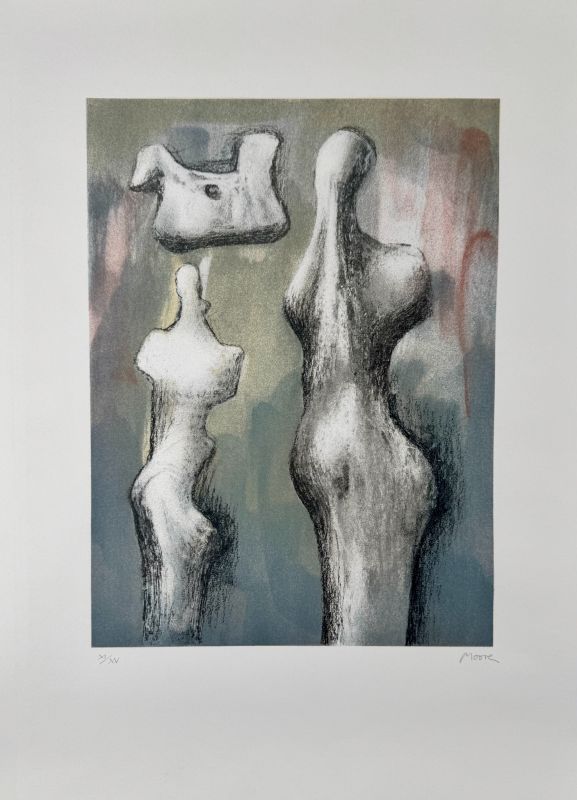 Three Sculptures Ideas (Lithographie) - Henry  MOORE