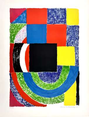 Schwarze Kachel (Farblithographie) - Sonia DELAUNAY