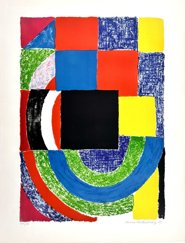 Schwarze Kachel (Farblithographie) - Sonia DELAUNAY