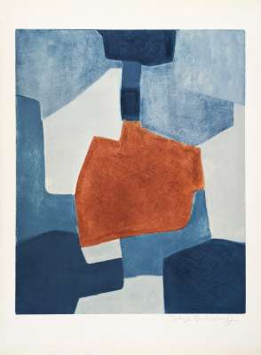 Composition bleue et rouge XXXI (Eau-forte et aquatinte) - Serge  POLIAKOFF