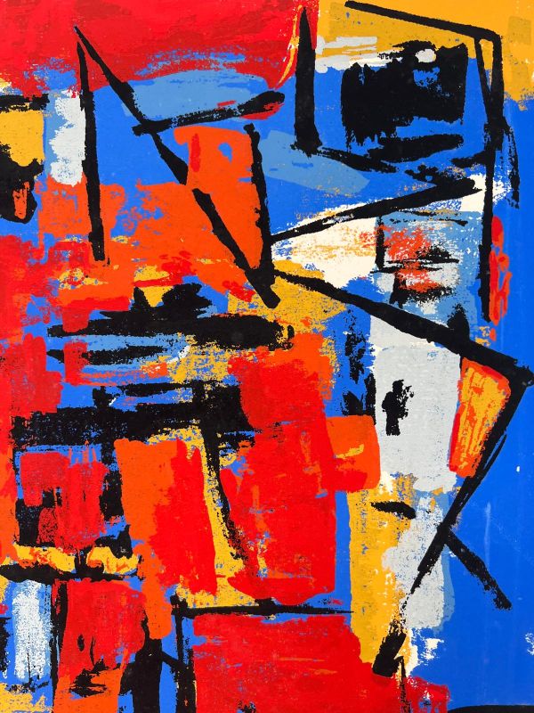 Alexandre ISTRATI (1915-1991) // Composition rouge et bleue (Silksreen) -  Artistes Divers