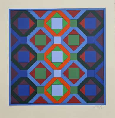Hommage to Bach (Silksreen) - Victor  VASARELY