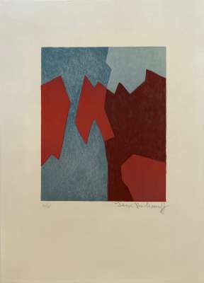 Composition rouge et bleue L68 (Lithograph) - Serge  POLIAKOFF