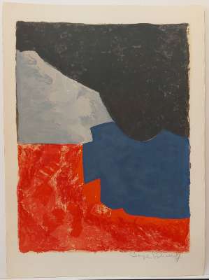 Red, gray, and black composition (Lithograph) - Serge  POLIAKOFF
