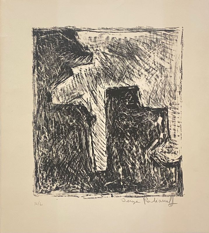 Composition noire et blanche L38 (Lithographie) - Serge  POLIAKOFF