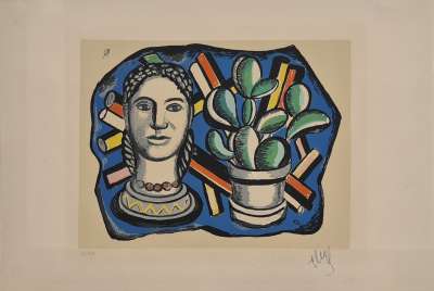 Tête et cactus (Serigrafía) - Fernand LEGER