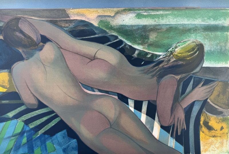 Camille Hilaire (1916-2004) // Nus sur le transat (Lithographie) — Artistes Divers