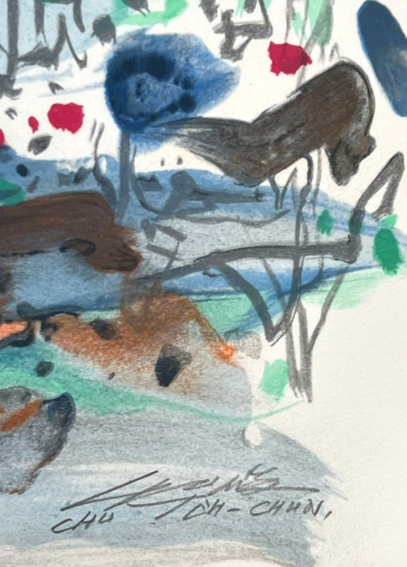 Saison bleue (Planche III) (Farblithographie) - Teh-Chun CHU