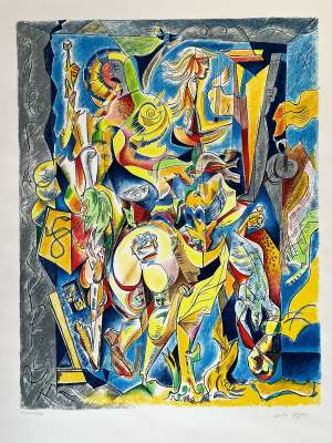 Les travaux du hasard (Lithographie) - André  MASSON
