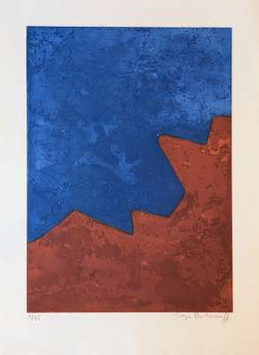 Composition rouge et bleue XXXII (Aquatint) - Serge  POLIAKOFF