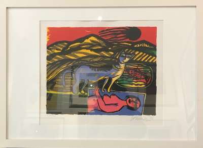 Le chat bleu (Lithographie) - Guillaume CORNEILLE