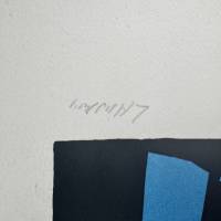 Blue and Red Collage (Lithograph) — André LANSKOY — Signature detail