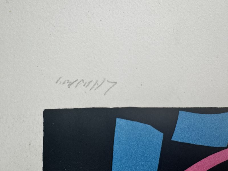 Blue and Red Collage (Lithograph) — André LANSKOY — Signature detail