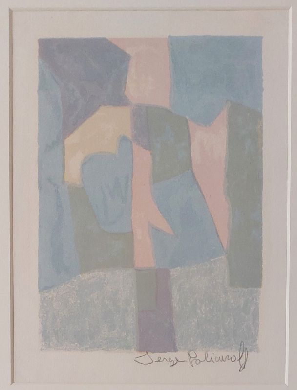 Composition bleue, rose et grise L30 (Litografía) - Serge  POLIAKOFF