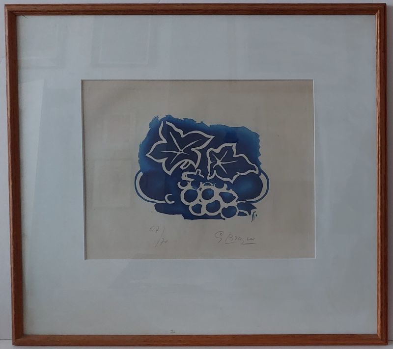 Leaves and grapes "Ao&ucirc;t" (Aquatint) - Georges BRAQUE