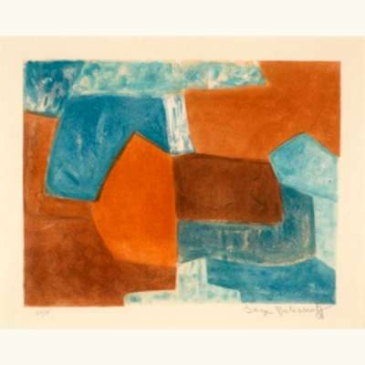 Composition  in Red and Blue N°XXXVI (Etching and aquatint) - Serge  POLIAKOFF