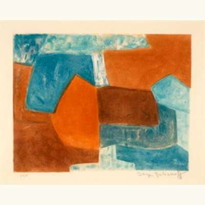 Composition  Rouge et bleue XXXVI (Aguafuerte y aguatinta) - Serge  POLIAKOFF