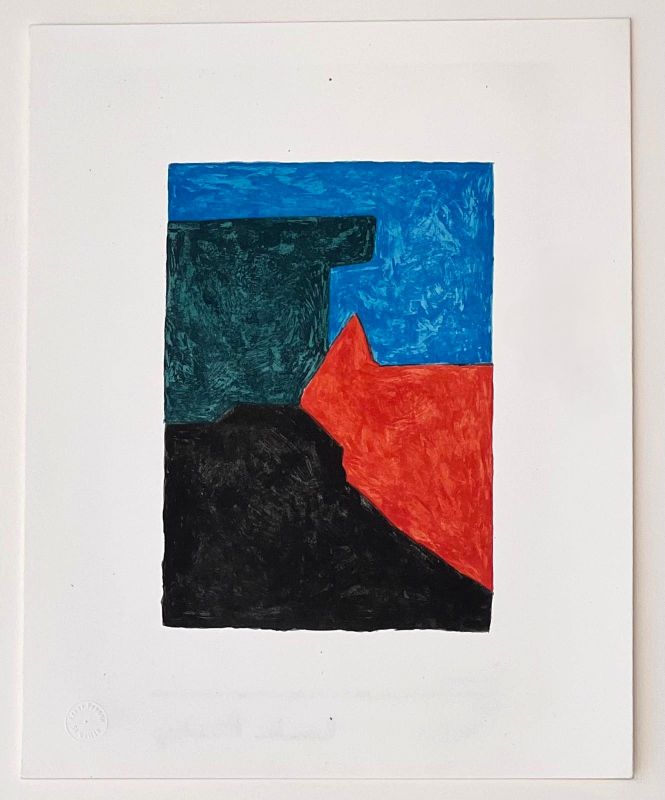 Composition noire, rouge, bleue et verte L79 (Lithographie) - Serge  POLIAKOFF