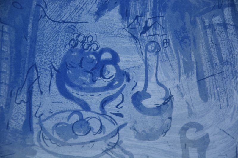 Blaues Stillleben (Farblithographie) - Marc CHAGALL