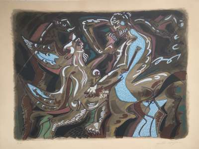Atalante et le centaure (Lithographie) - André  MASSON