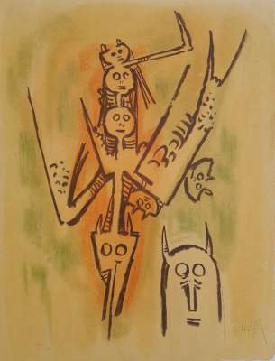 Laissez-moi l'enjamber (Lithographie) - Wifredo LAM