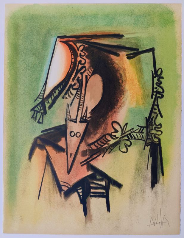 Les Loas petro enfantent dans la danse (Lithographie) - Wifredo LAM