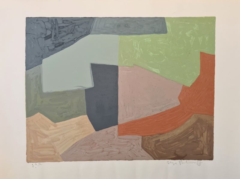 Composition Mauve, Grise et Verte L65 (Serigrafía) - Serge  POLIAKOFF