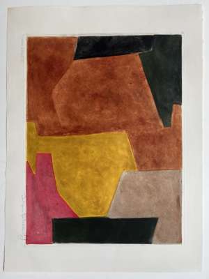 Composition brune, jaune et mauve VIII (Eau-forte et aquatinte) - Serge  POLIAKOFF