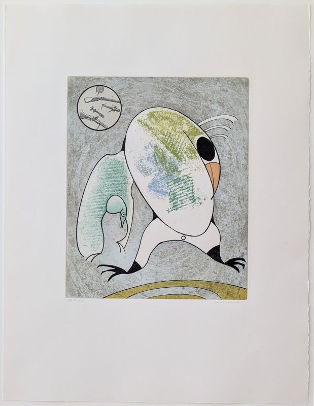 Devant mon aile droite couve le morne militaire (Eau-forte et aquatinte) - Max ERNST