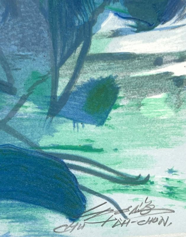 Saison bleue (Planche II) (Farblithographie) - Teh-Chun CHU